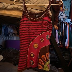 Colorful embroidered bares tank top